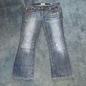 MEK Women's Boot Cut Jeans in Washed Blue